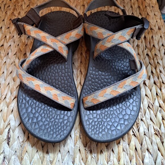CHACO Z/1 Sandals-Braided Multicolor Geometric Neutrals-Classic-Sz 9-Excellent - Picture 1 of 8